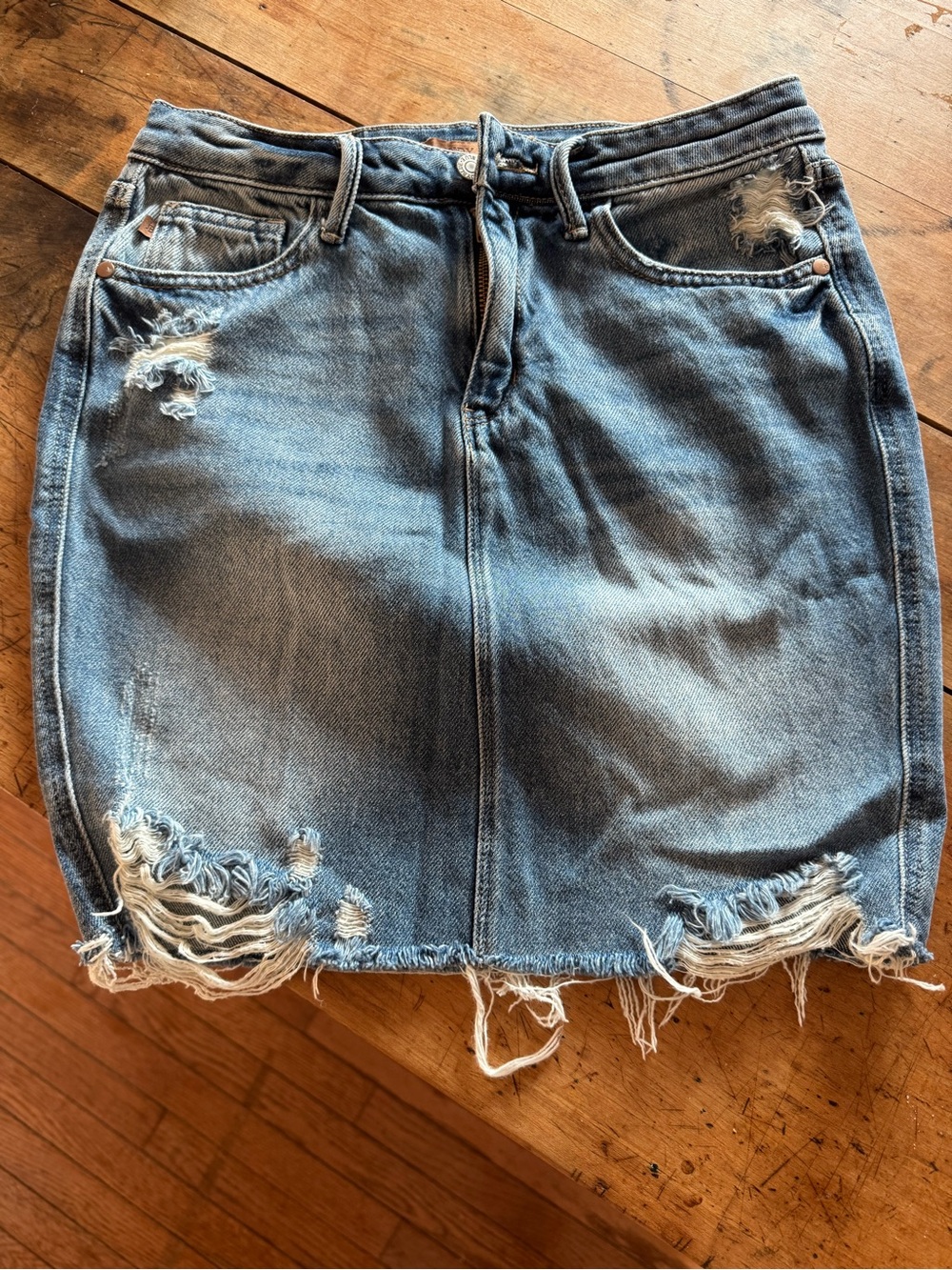 Judy Blue Distressed Medium Blue Denim Mini Skirt